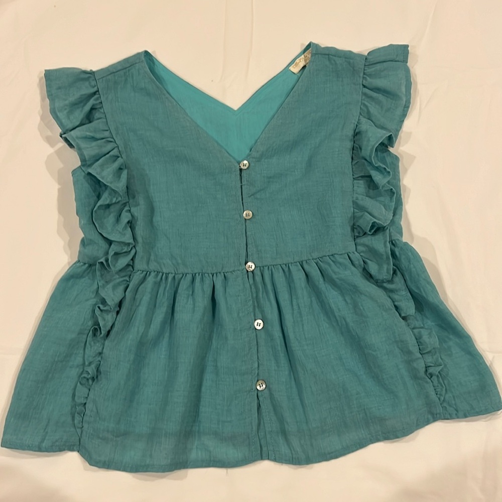 Chelsea & Violet Girls Teal blouse.